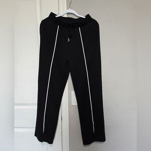 Black Track Pants with White Piping